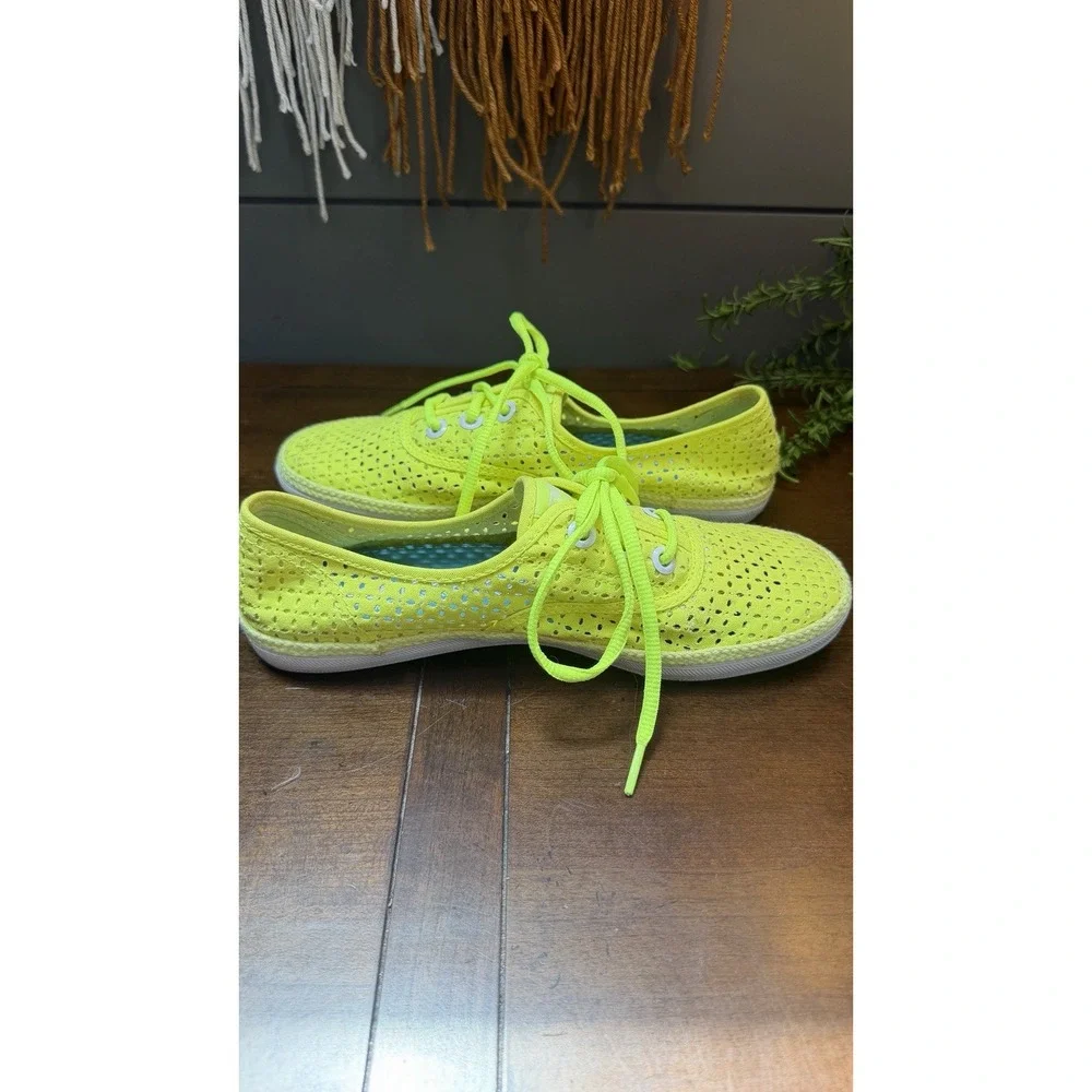 Vtg New Neon Yellow Keds Womens Breezie Canvas Lace Up Sneakers Size 7.5